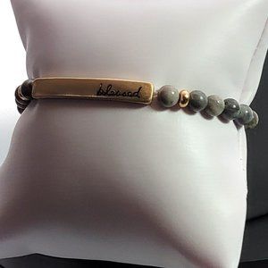 GRAY NATURAL STONE BEADS STRETCH BRACELET